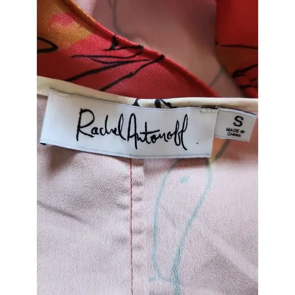 Rachel Antonoff Willow Mallard Duck Wrap Dress Red Novelty Animal Belted Midi S - Picture 6 of 10